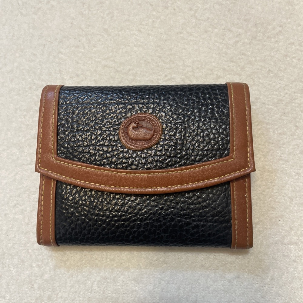 Vintage Dooney And Bourke Leather Trifold Wallet Small Blue Designer AWL